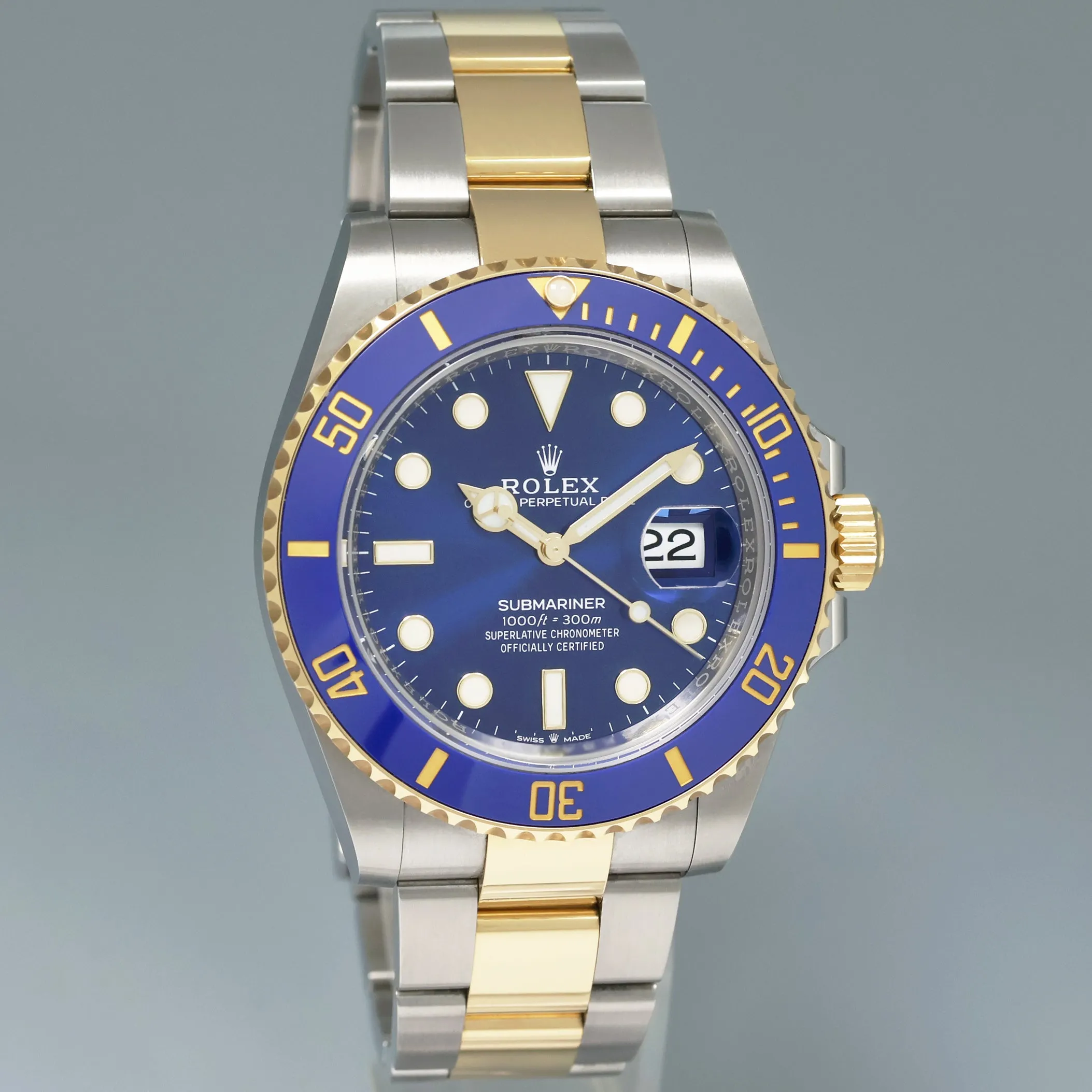 2023 NEW PAPERS Rolex Submariner 41mm Blue 126613LB Two Tone Gold Steel Watch Box