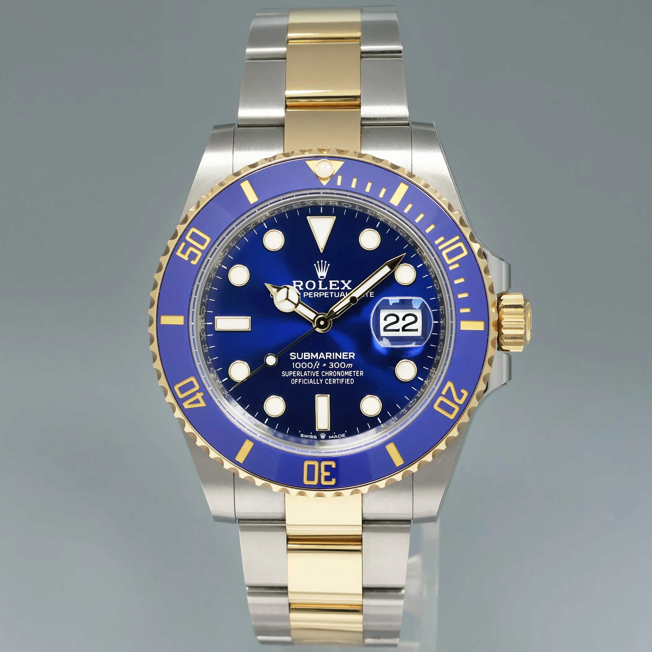 2023 NEW PAPERS Rolex Submariner 41mm Blue 126613LB Two Tone Gold Steel Watch Box