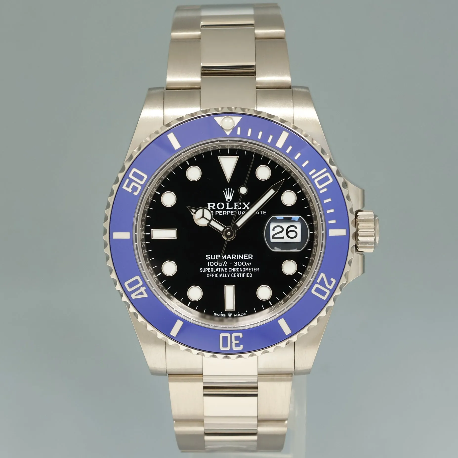 2023 NEW PAPERS Rolex Submariner Blue Cookie Monster 126619 White Gold 41mm Watch