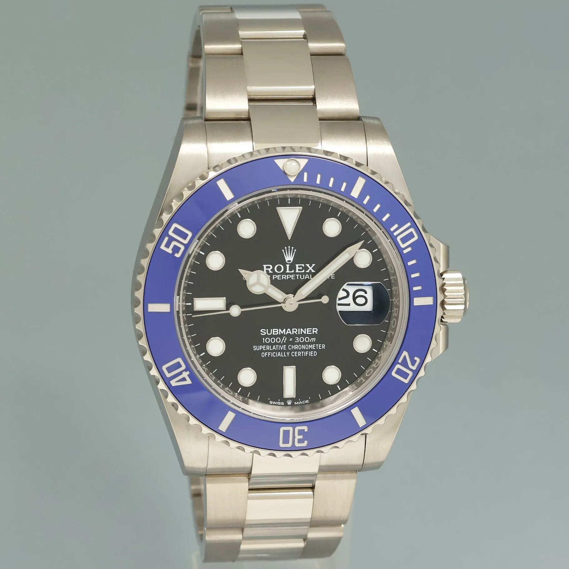 2023 NEW PAPERS Rolex Submariner Blue Cookie Monster 126619 White Gold 41mm Watch
