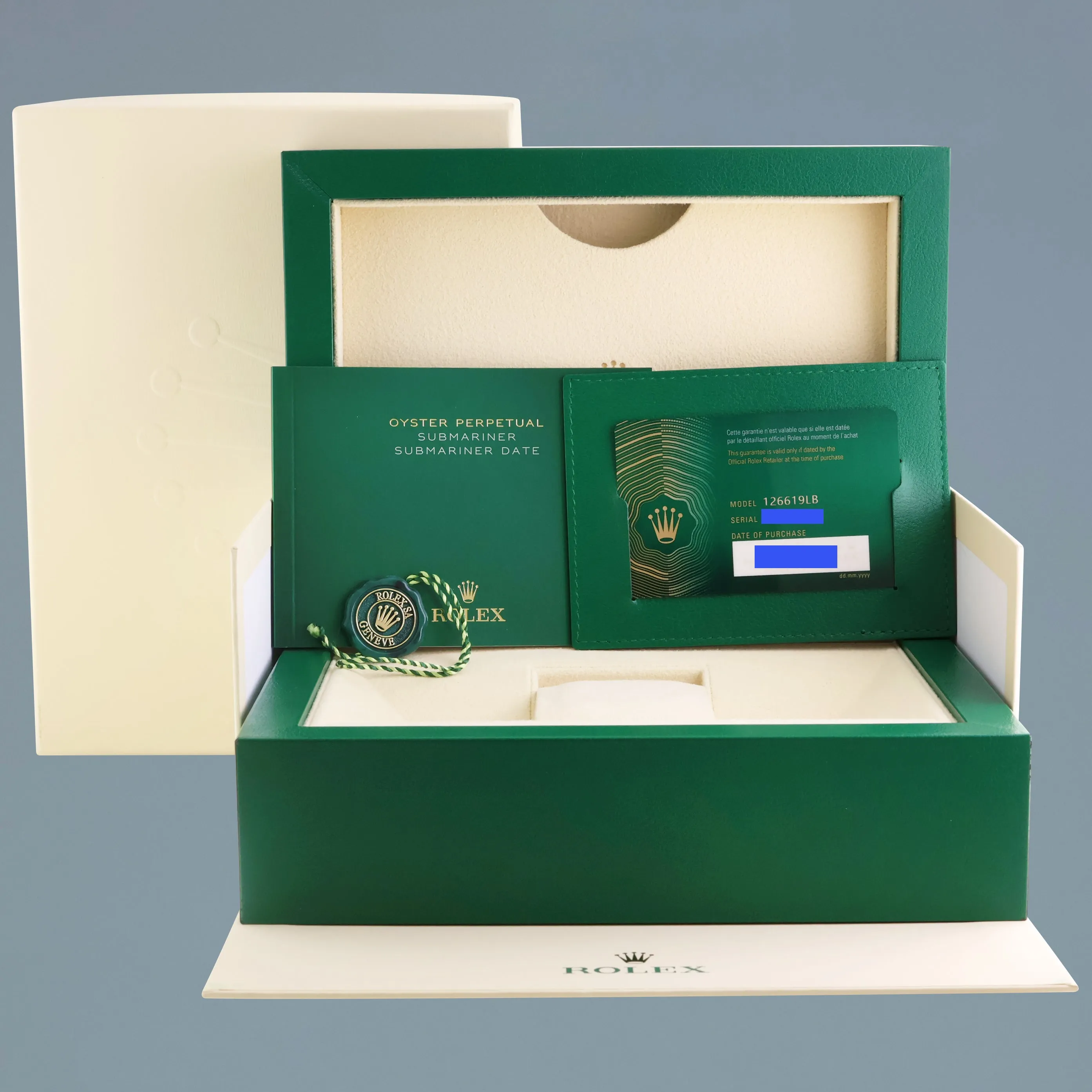 2023 NEW PAPERS Rolex Submariner Blue Cookie Monster 126619 White Gold 41mm Watch