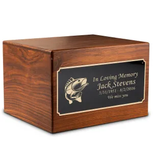 Adult Aura Fish Custom Engraved Solid Wood Box Cremation Urn
