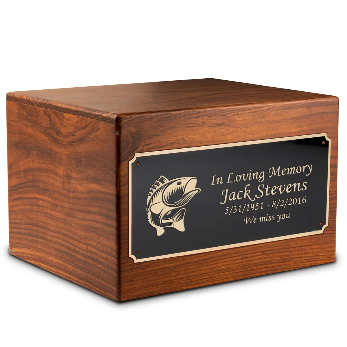 Adult Aura Fish Custom Engraved Solid Wood Box Cremation Urn