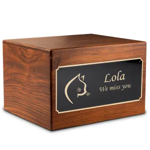 Adult Aura Pet Cat Custom Engraved Solid Wood Box Cremation Urn