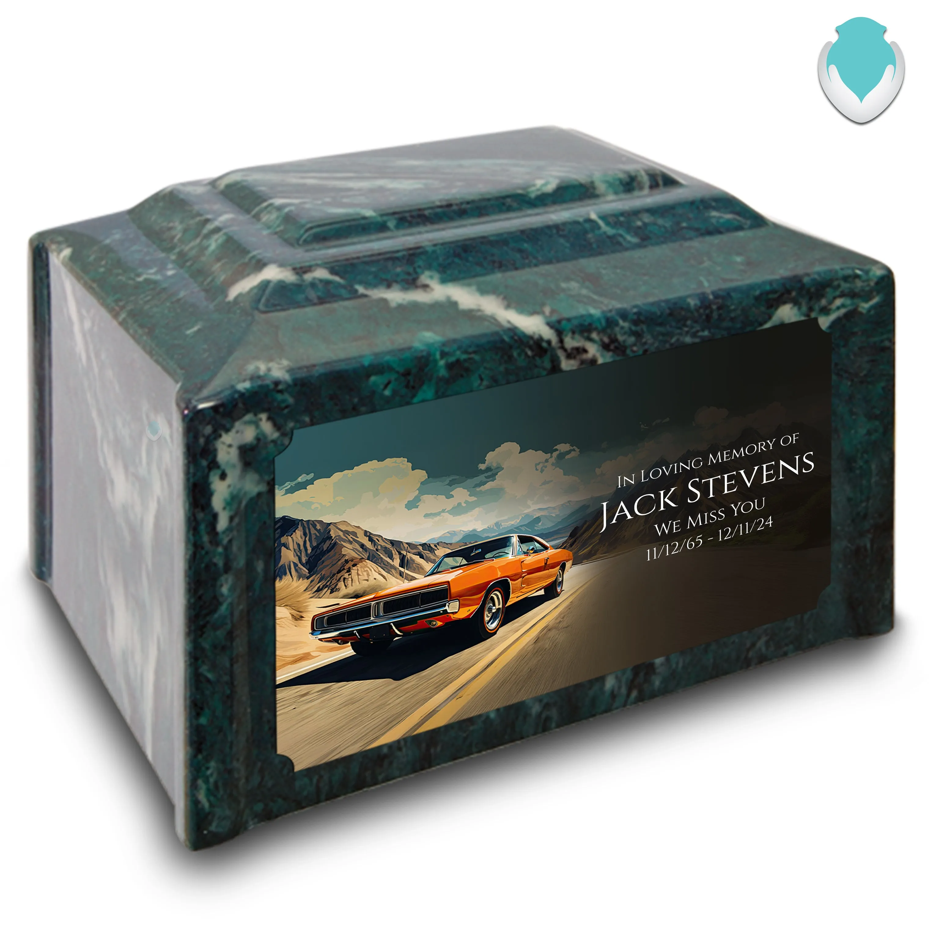 Adult Devotion Custom Printed Classic Car Cultured Marble Urns for Ashes