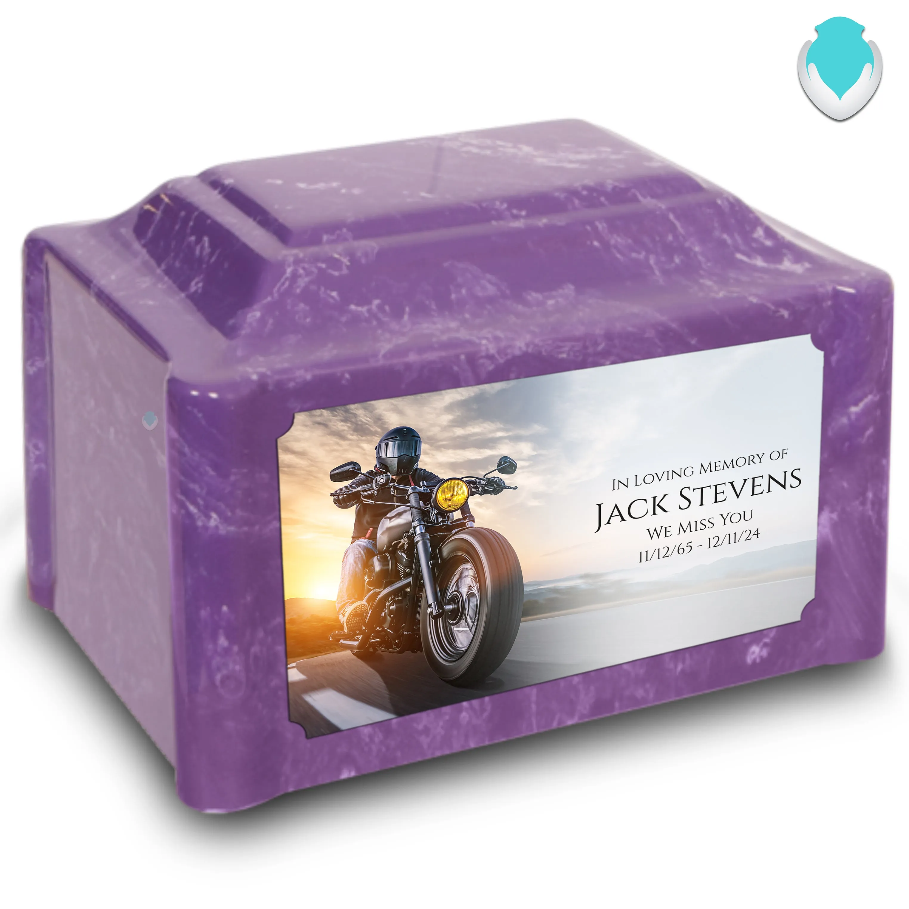 Adult Devotion Custom Printed Motorcycle Cultured Marble Urns for Ashes