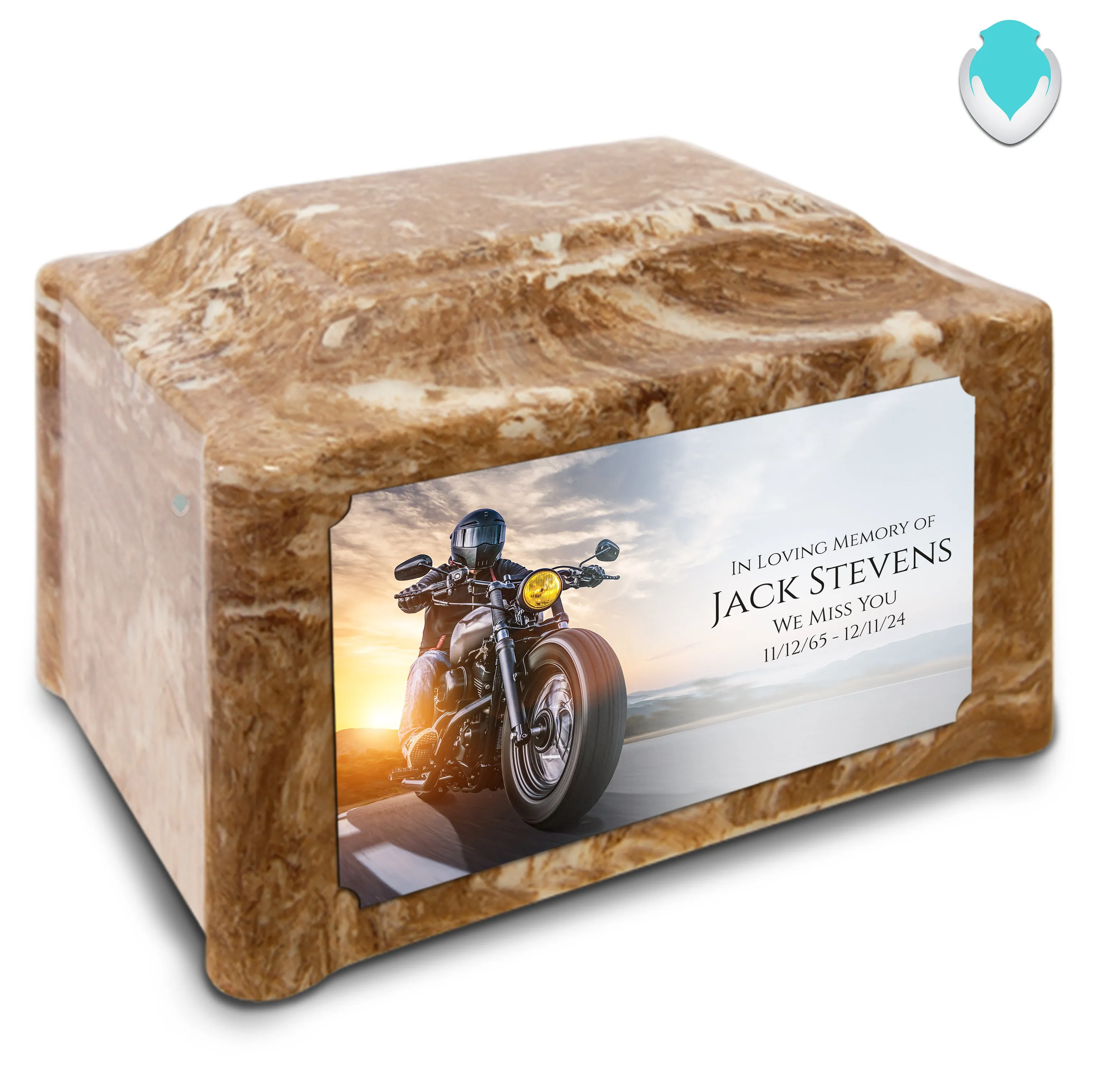 Adult Devotion Custom Printed Motorcycle Cultured Marble Urns for Ashes