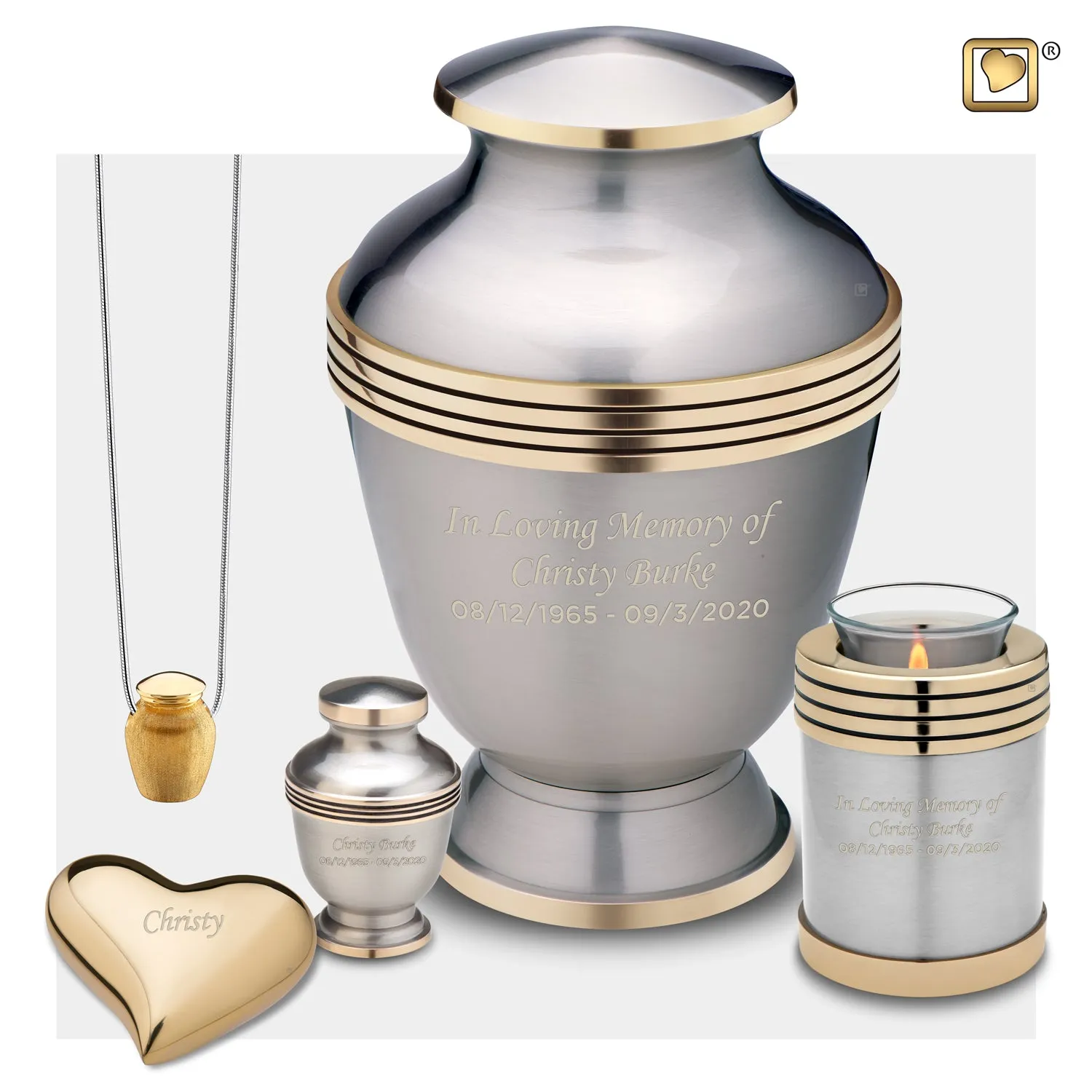 Adult Elegant Pewter Cremation Urn - COMFORT by LoveUrns