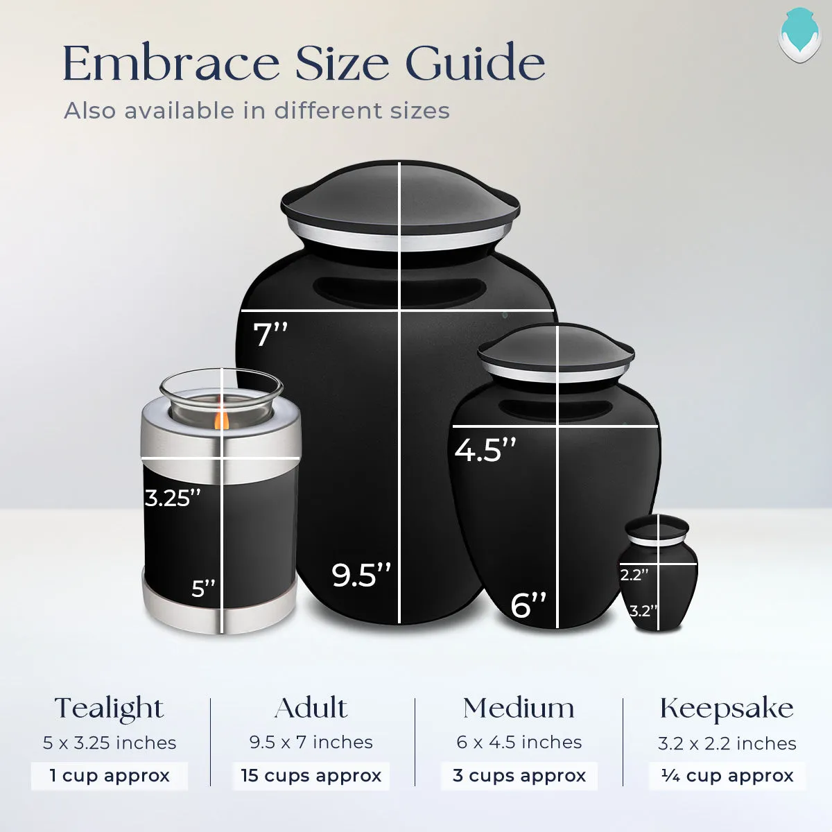 Adult Embrace Black Angel Cremation Urn