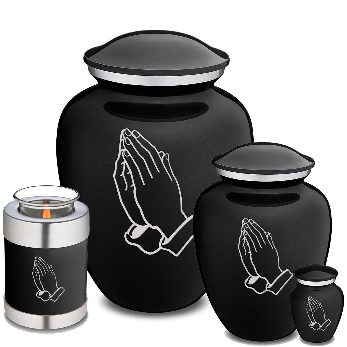 Adult Embrace Black Praying Hands Cremation Urn
