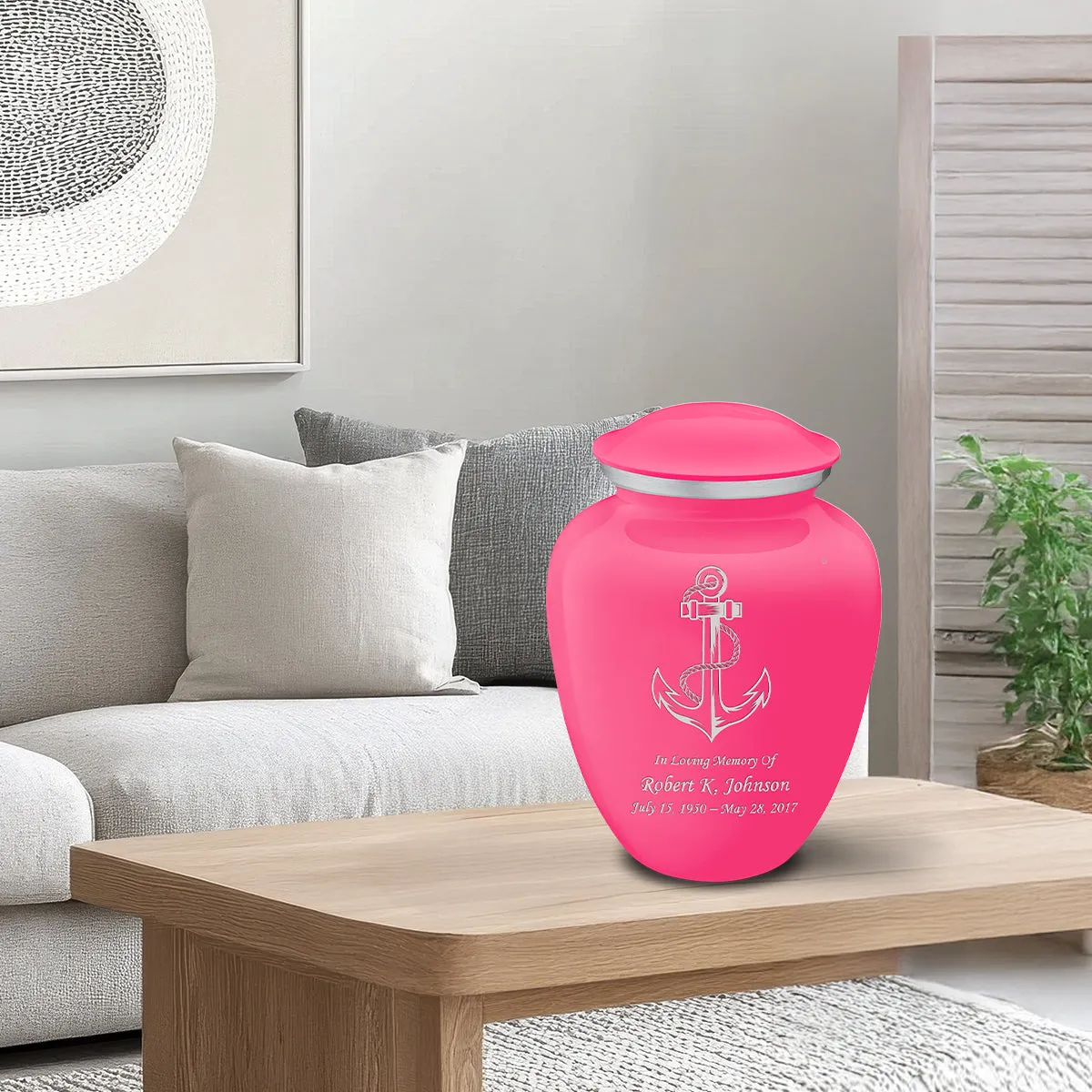 Adult Embrace Bright Pink Anchor Cremation Urn