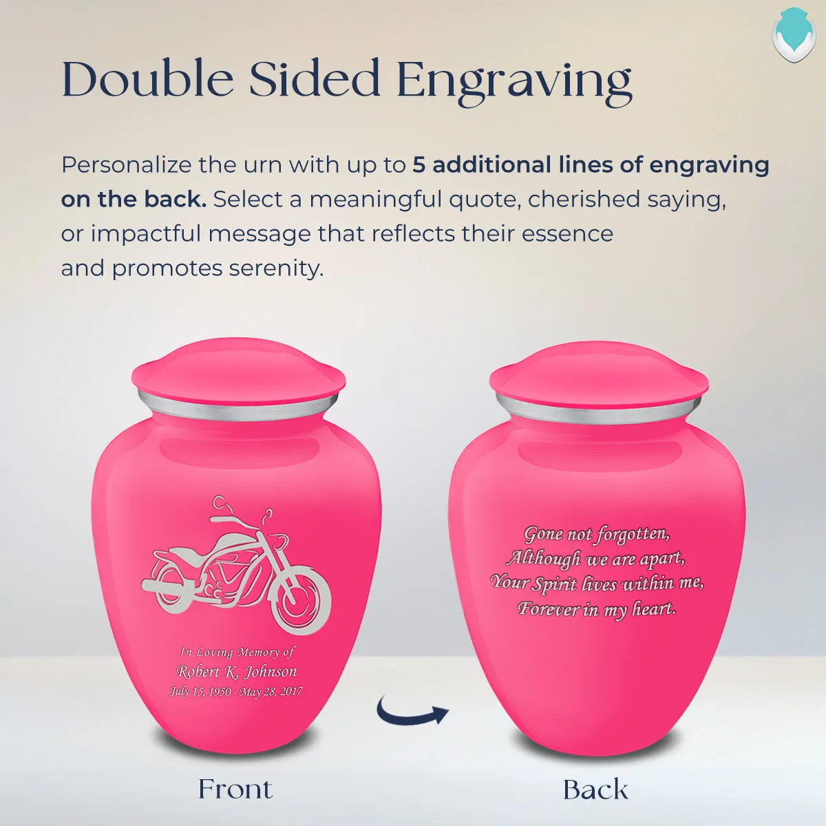 Adult Embrace Bright Pink Motorcycle Cremation Urn