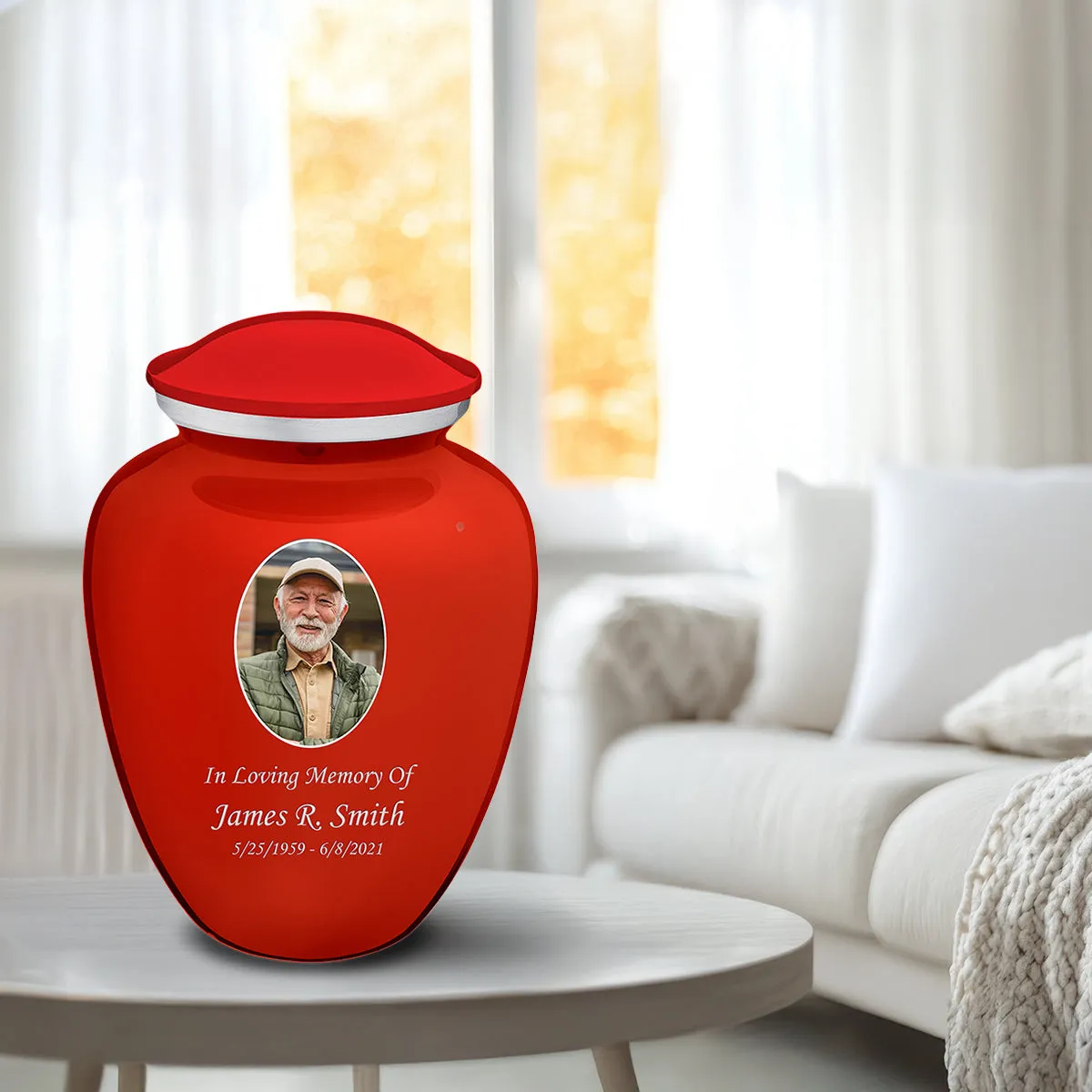 Adult Embrace Bright Red Portrait Cremation Urn
