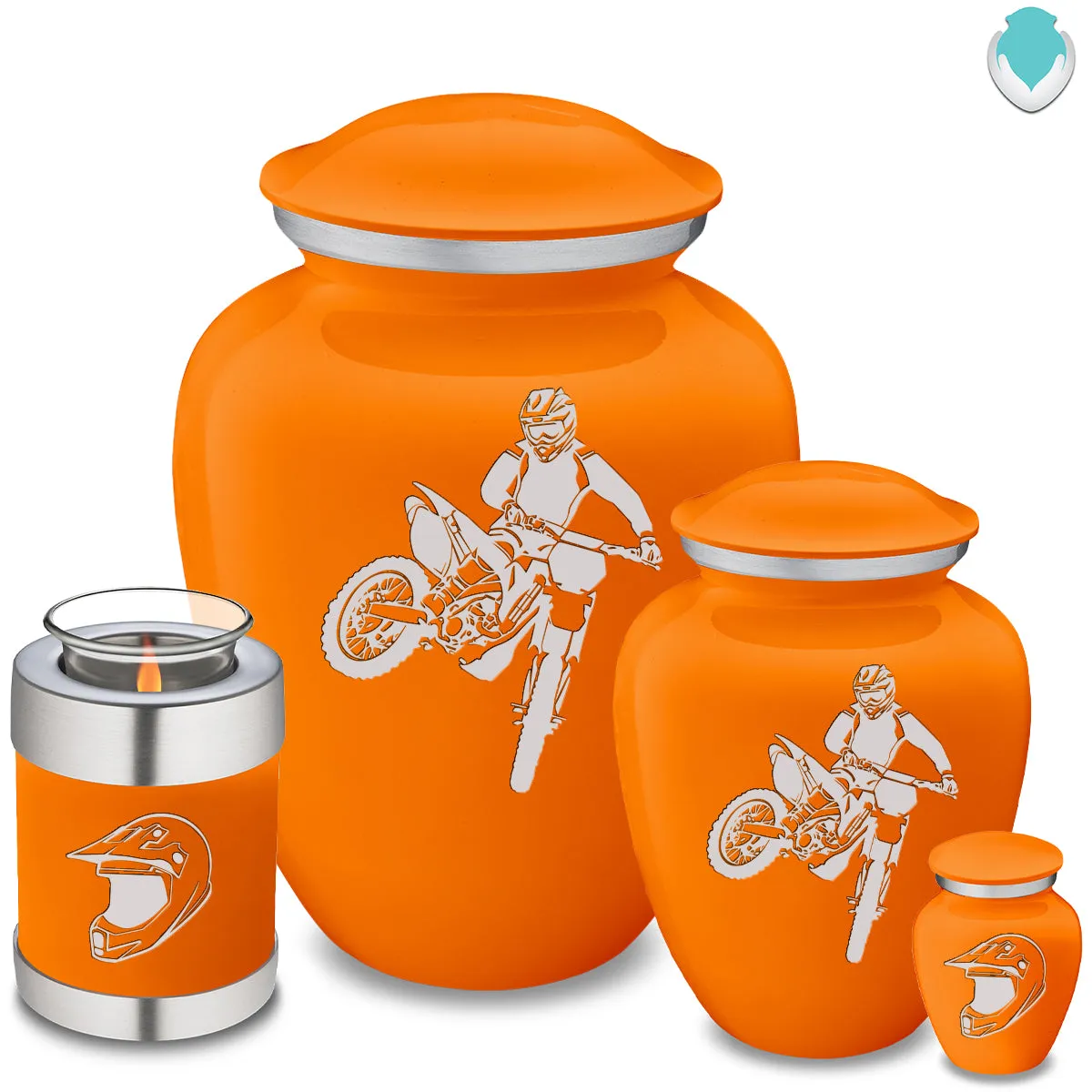 Adult Embrace Burnt Orange Dirt Bike Cremation Urn