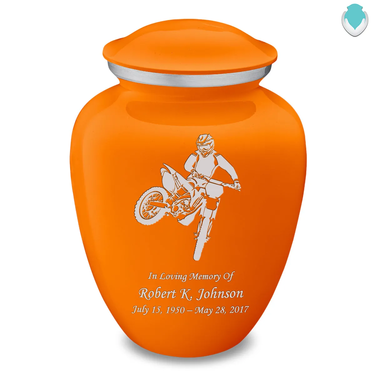 Adult Embrace Burnt Orange Dirt Bike Cremation Urn