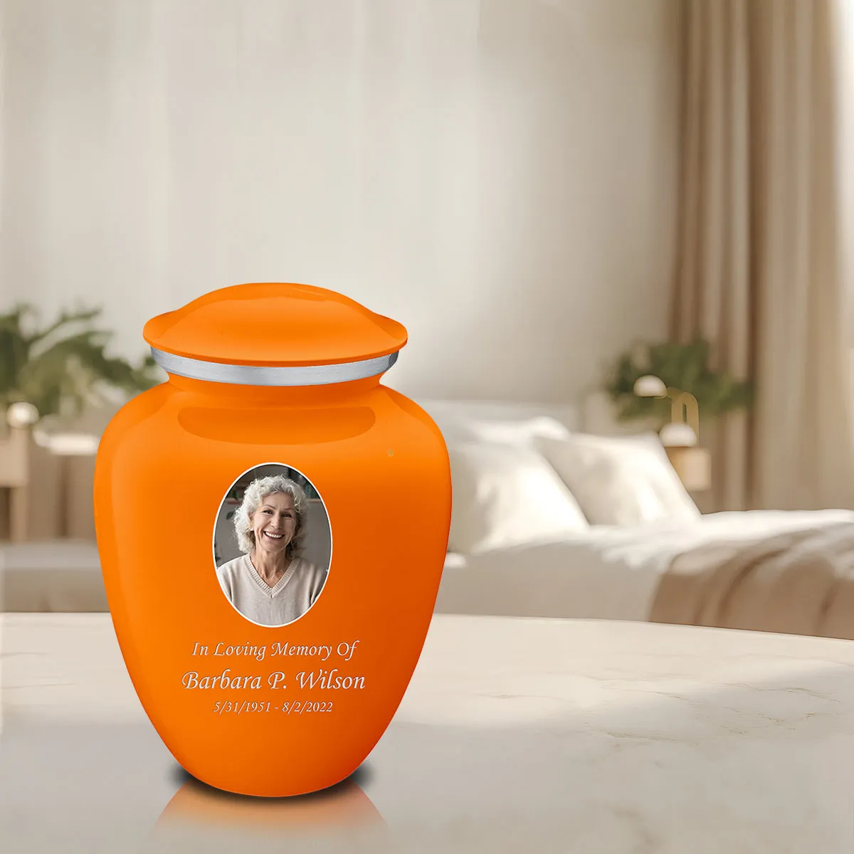 Adult Embrace Burnt Orange Portrait Cremation Urn