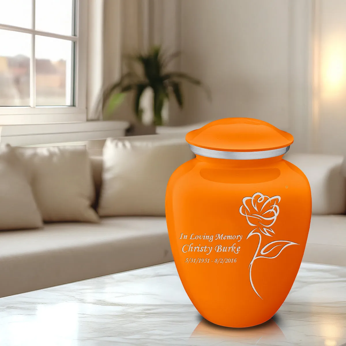 Adult Embrace Burnt Orange Rose Cremation Urn