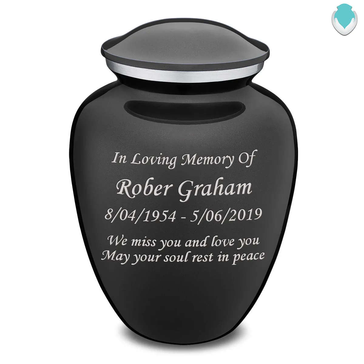 Adult Embrace Charcoal Custom Engraved Cremation Urn