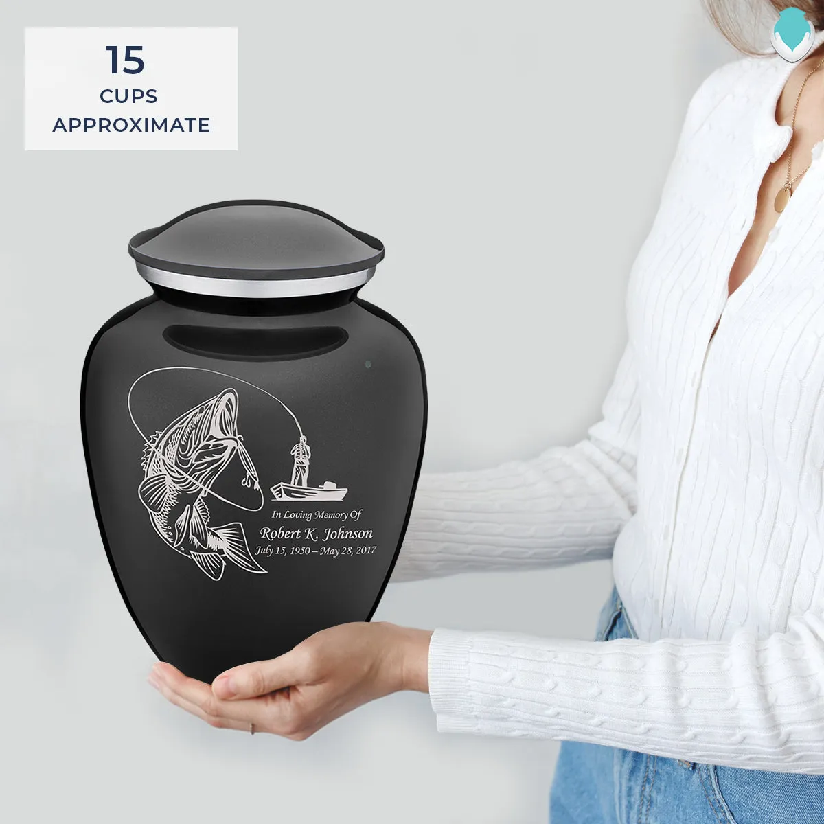Adult Embrace Charcoal Grey Fishing Cremation Urn