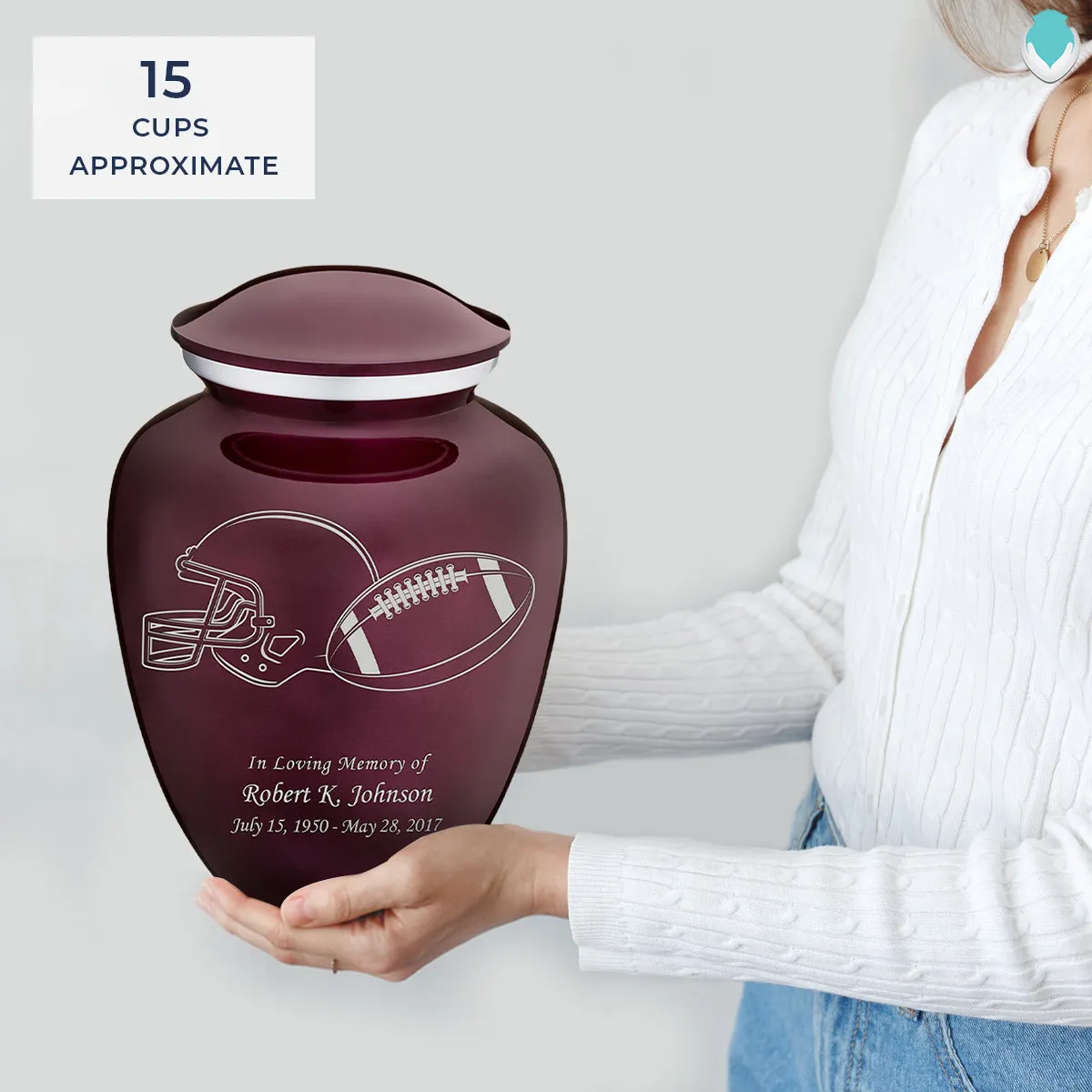 Adult Embrace Cherry Purple Football Cremation Urn