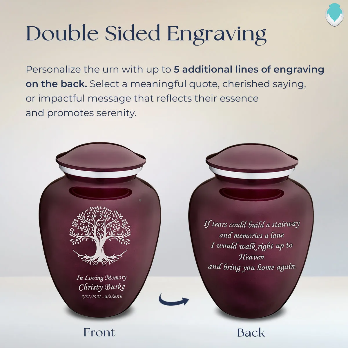 Adult Embrace Cherry Purple Tree of Life Cremation Urn