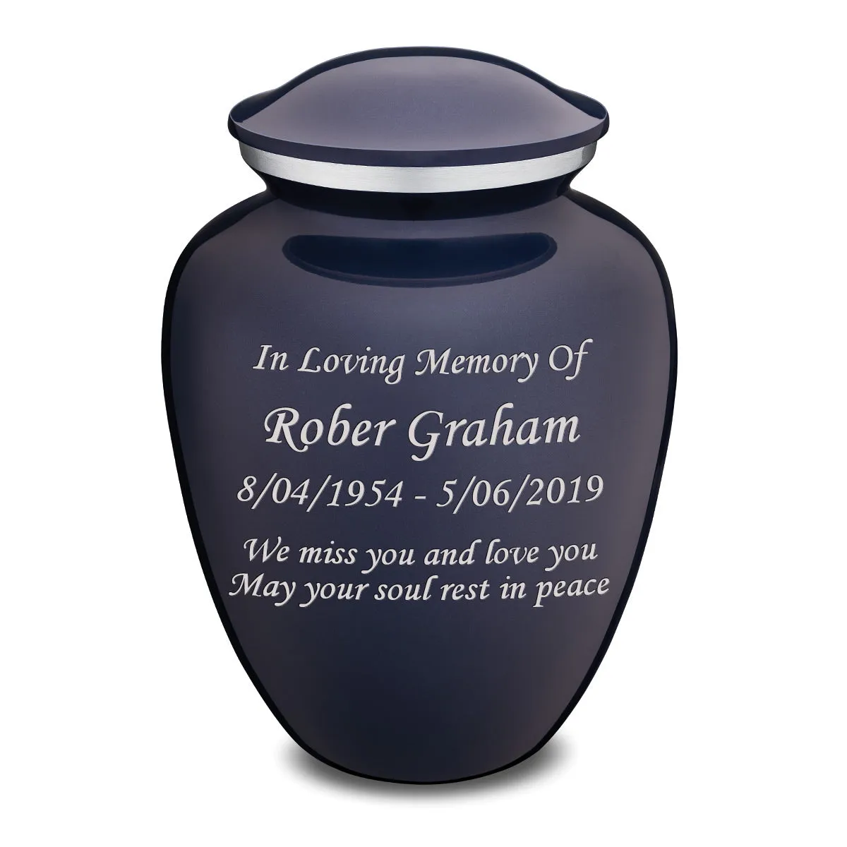 Adult Embrace Cobalt Blue Custom Engraved Cremation Urn