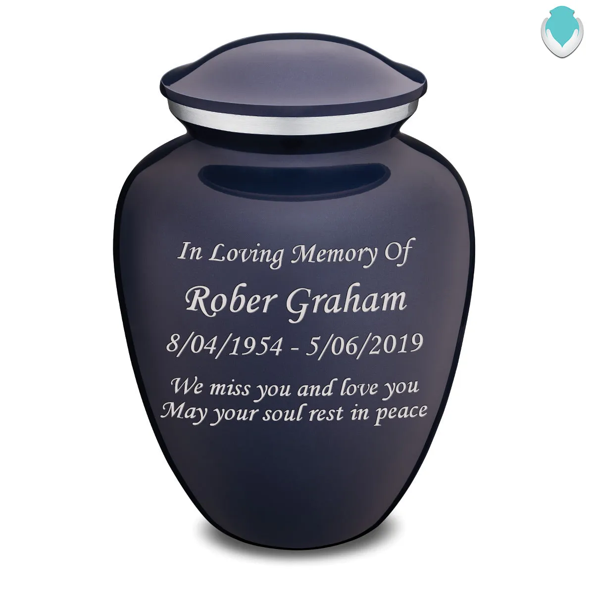 Adult Embrace Cobalt Blue Custom Engraved Cremation Urn