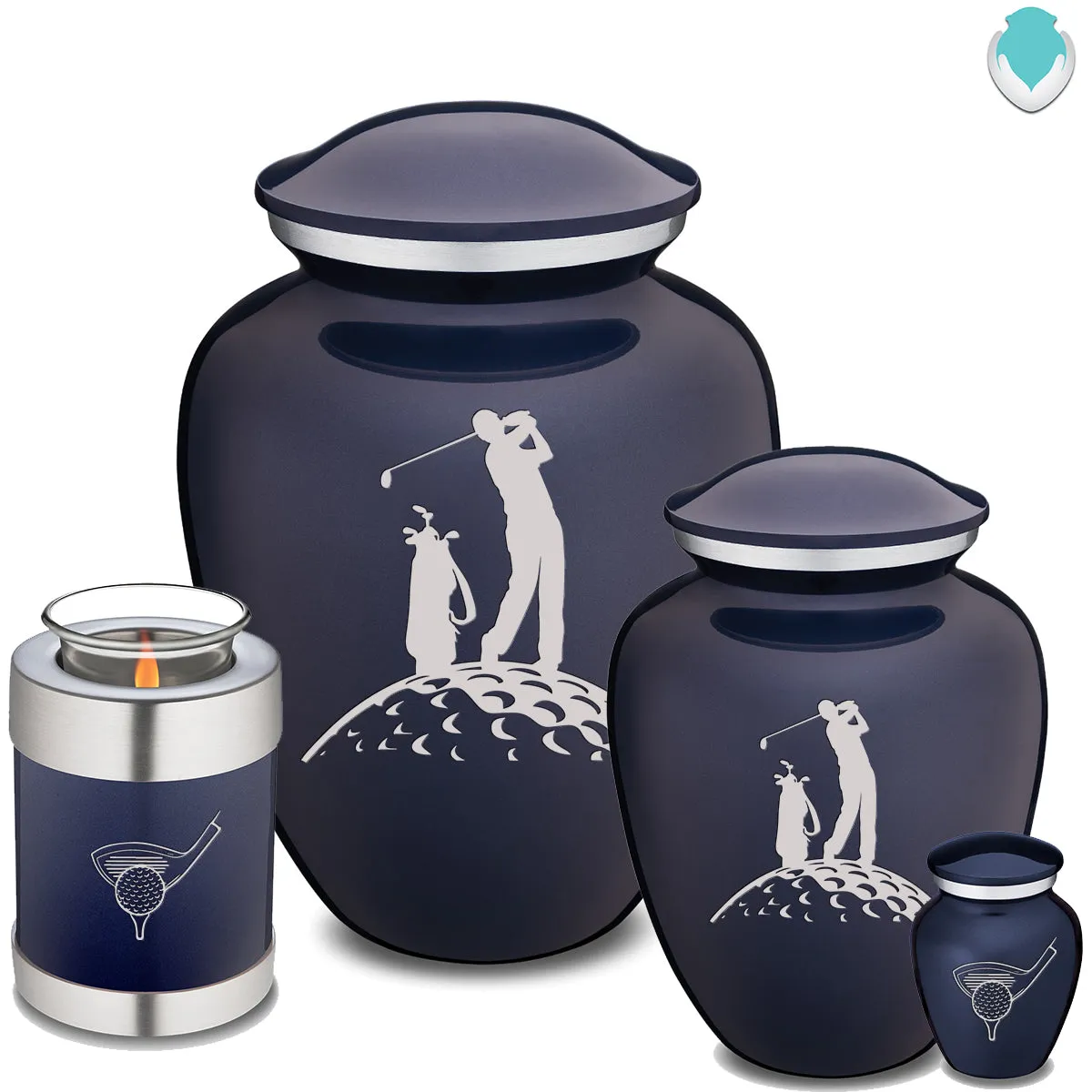 Adult Embrace Cobalt Blue Golfer Cremation Urn