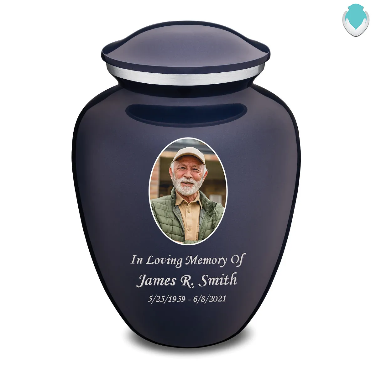 Adult Embrace Cobalt Blue Portrait Cremation Urn