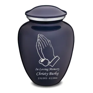 Adult Embrace Cobalt Blue Praying Hands Cremation Urn