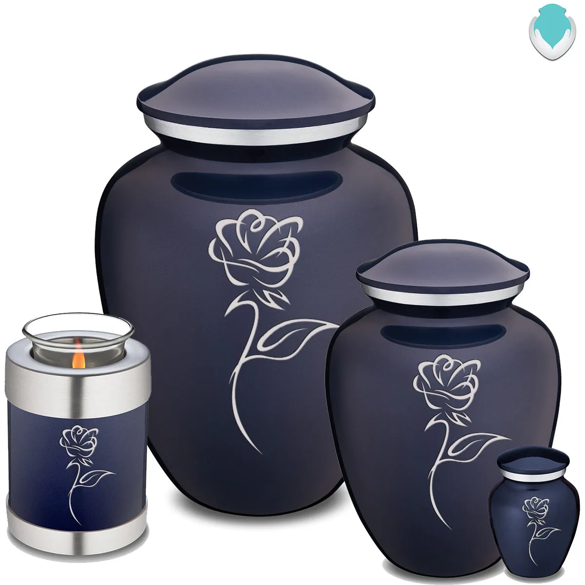 Adult Embrace Cobalt Blue Rose Cremation Urn