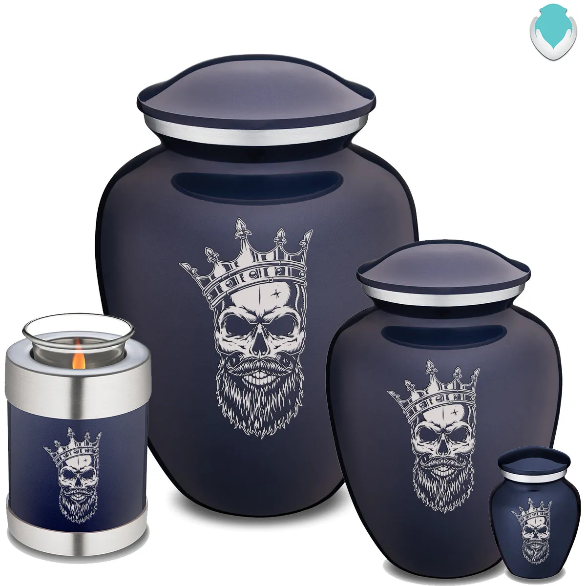 Adult Embrace Cobalt Blue Skull Cremation Urn
