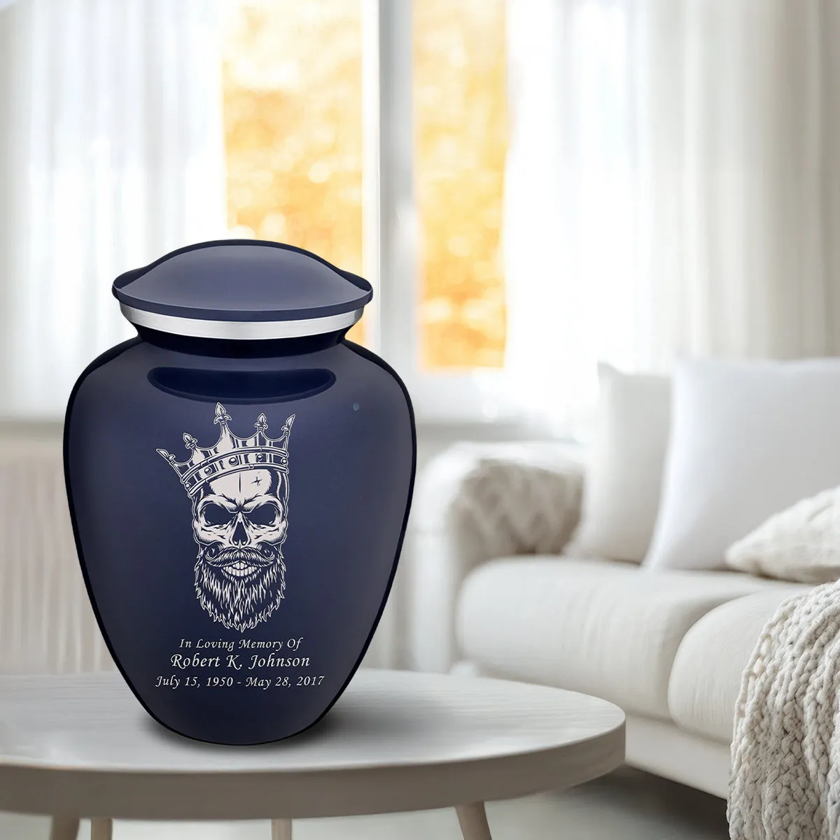 Adult Embrace Cobalt Blue Skull Cremation Urn