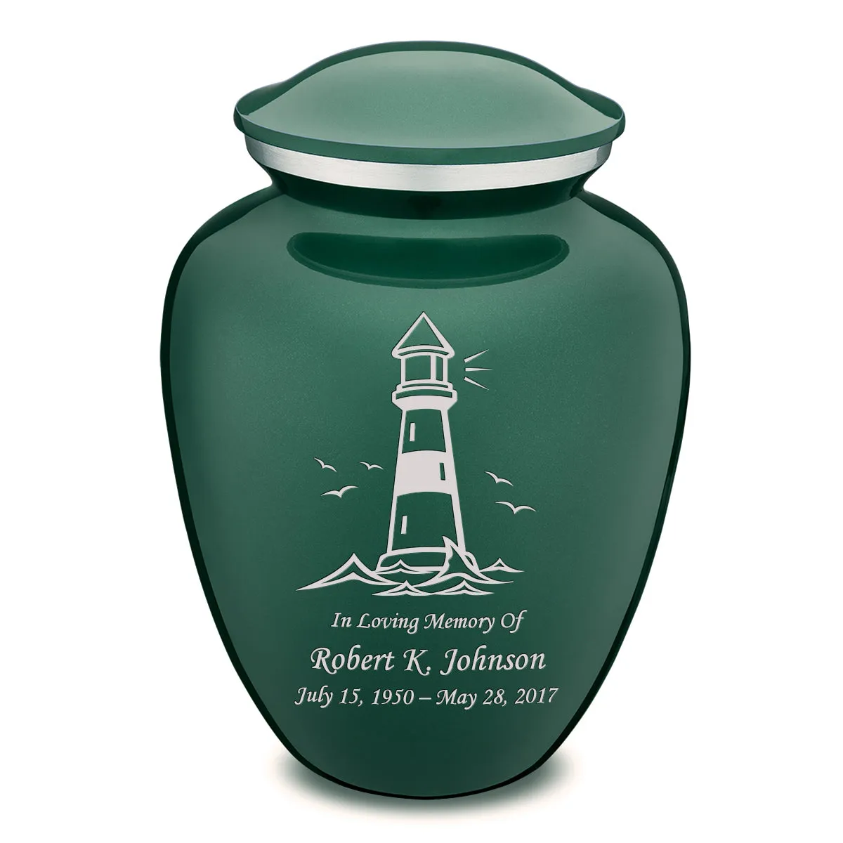 Adult Embrace Green Lighthouse Cremation Urn