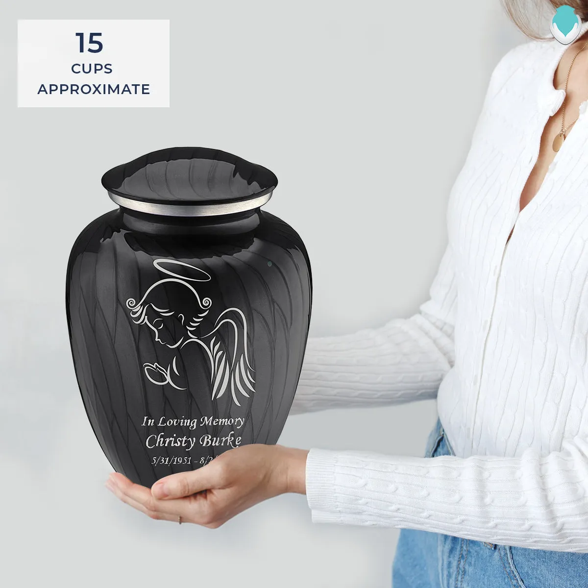 Adult Embrace Pearl Black Angel Cremation Urn