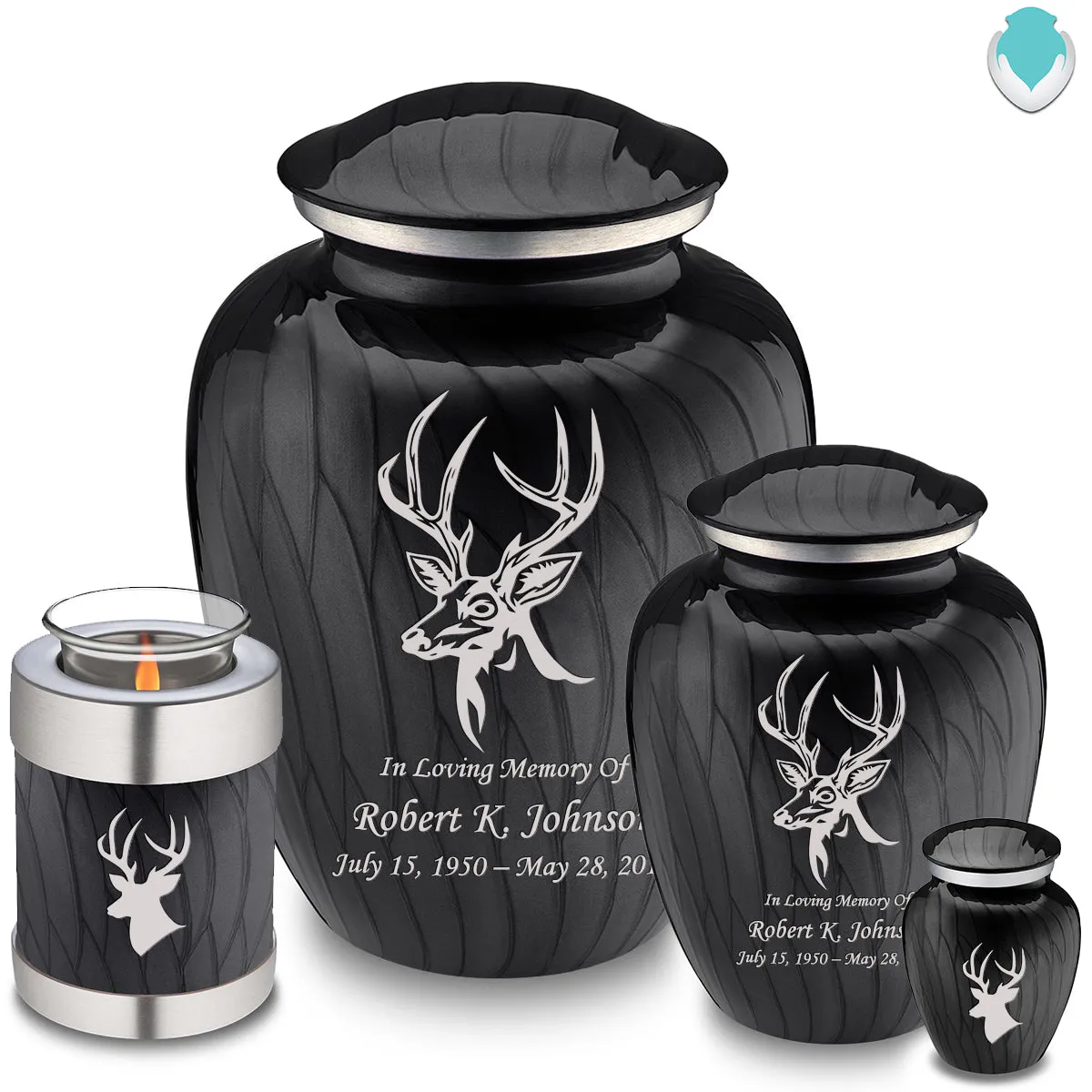 Adult Embrace Pearl Black Deer Cremation Urn