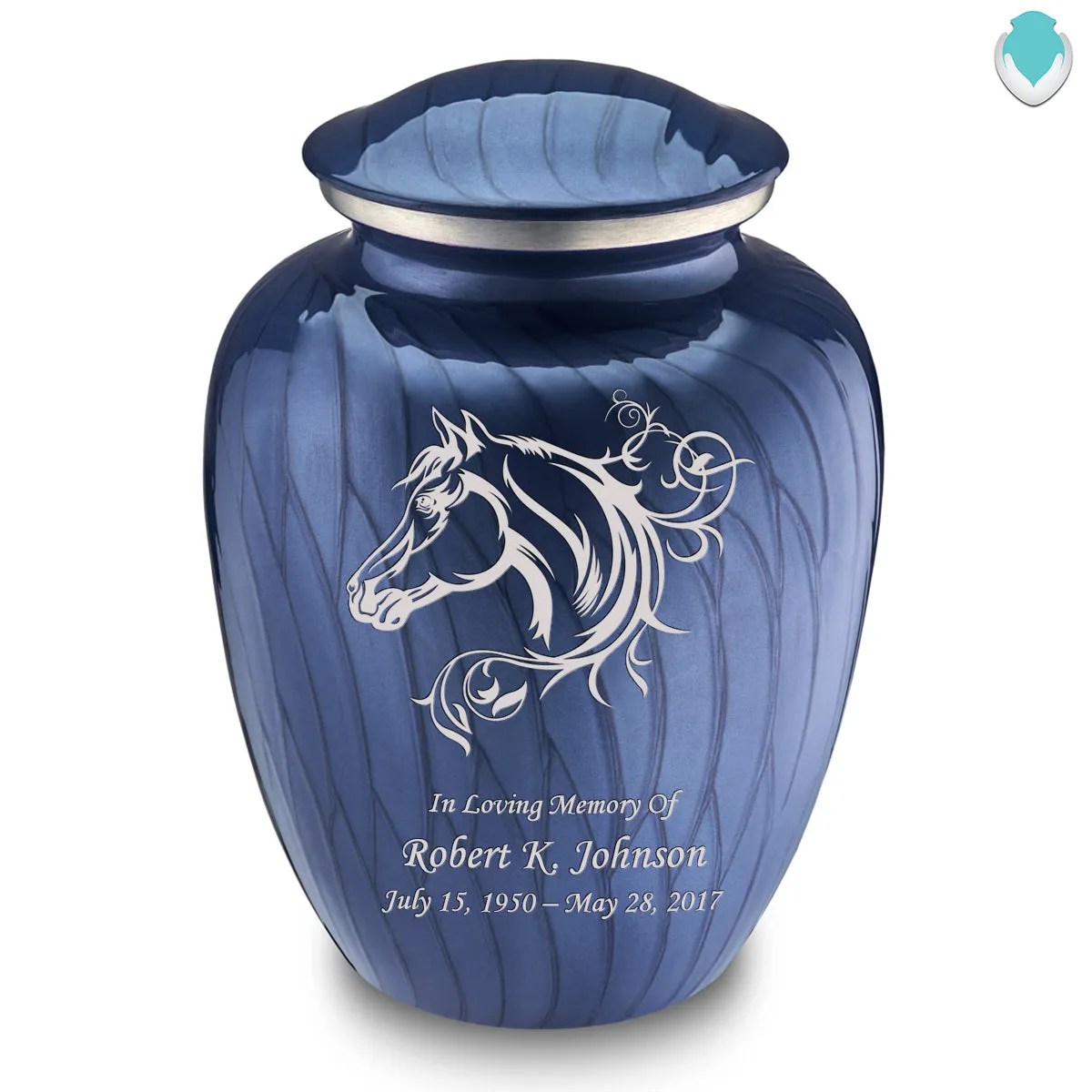 Adult Embrace Pearl Cobalt Blue Horse Cremation Urn