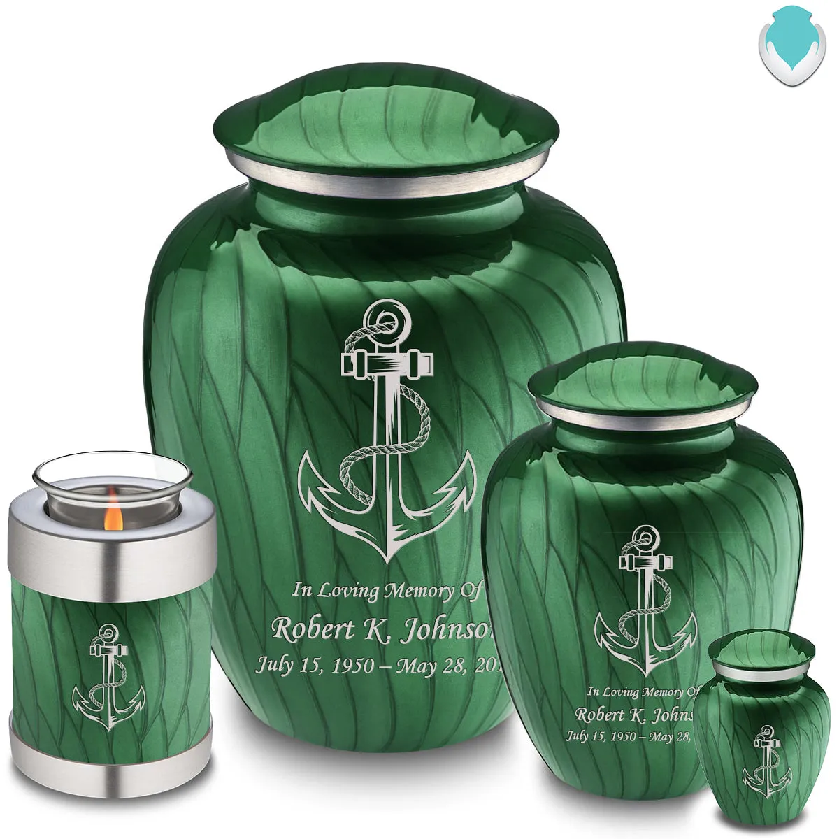 Adult Embrace Pearl Green Anchor Cremation Urn