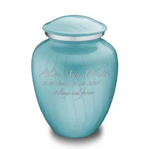Adult Embrace Pearl Light Blue Custom Engraved Cremation Urn