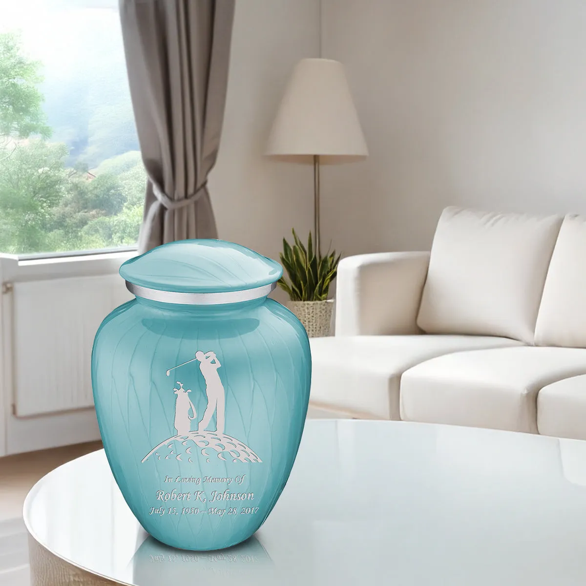 Adult Embrace Pearl Light Blue Golf Cremation Urn