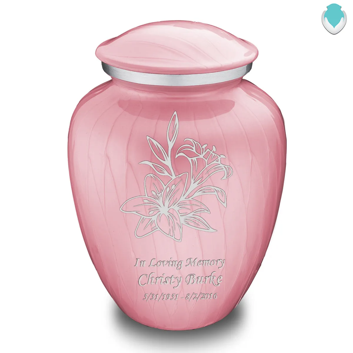 Adult Embrace Pearl Light Pink Lily Cremation Urn