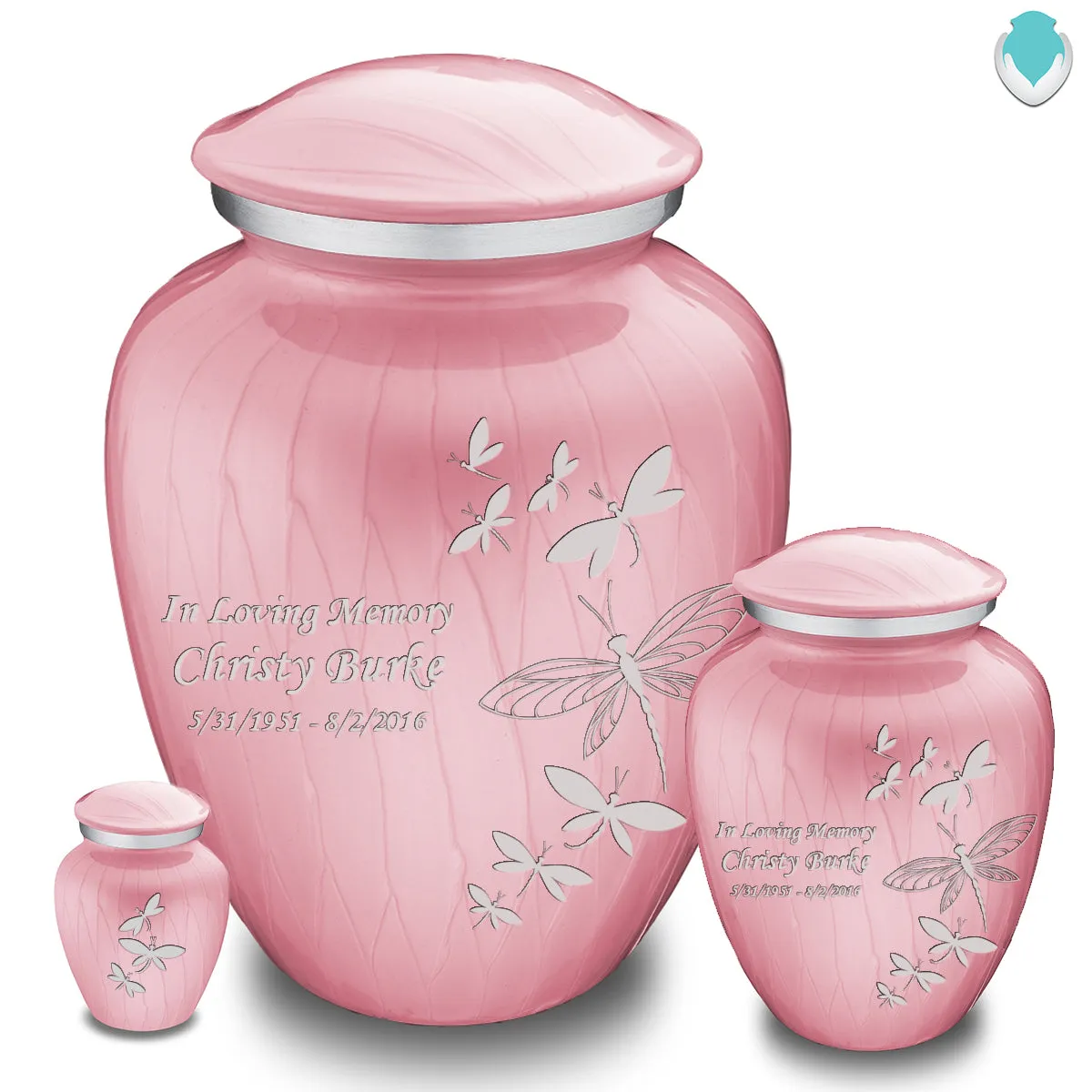 Adult Embrace Pearl Pink Dragonflies Cremation Urn