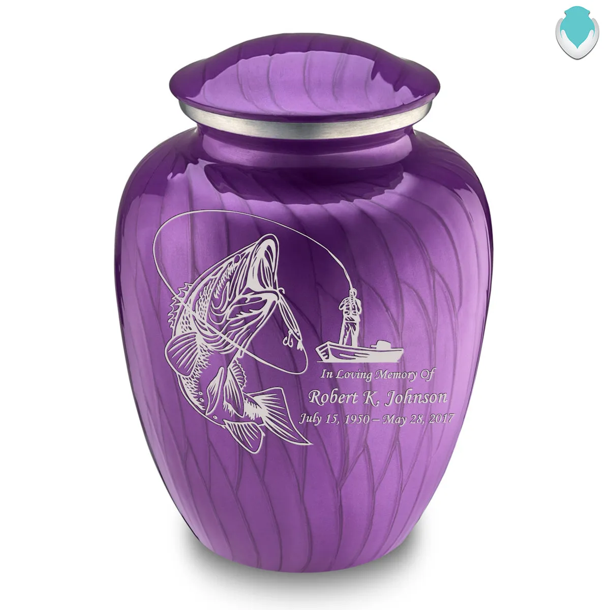 Adult Embrace Pearl Purple Fishing Cremation Urn