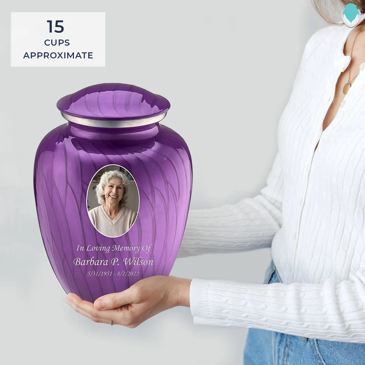 Adult Embrace Pearl Purple Portrait Cremation Urn