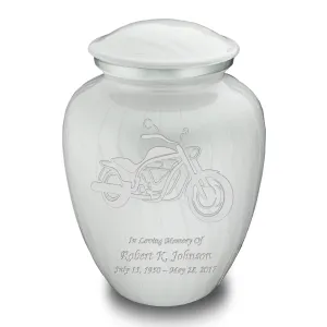 Adult Embrace Pearl White Motorcycle Cremation Urn