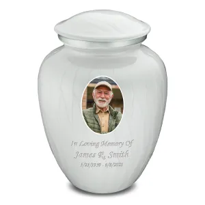 Adult Embrace Pearl White Portrait Cremation Urn