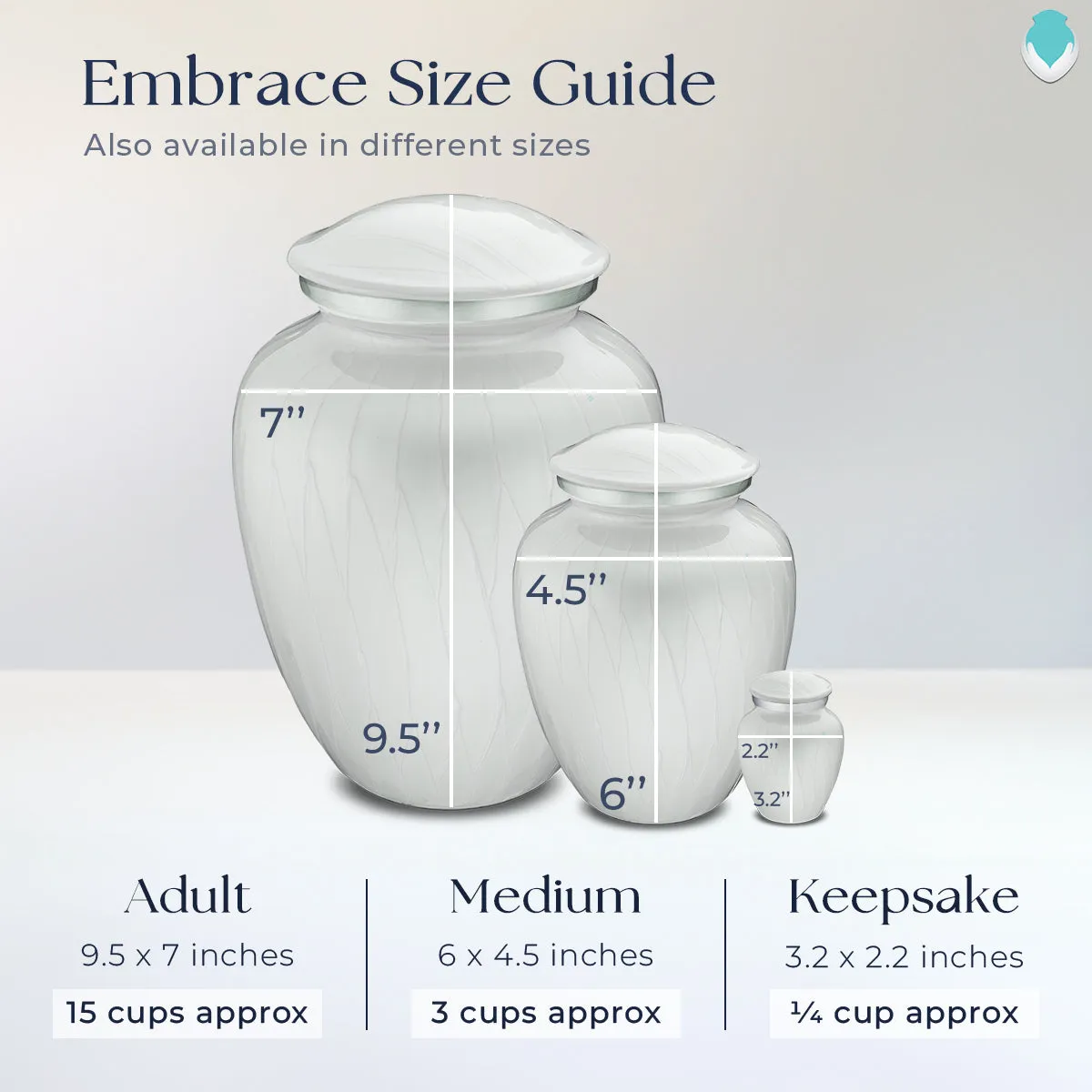 Adult Embrace Pearl White Portrait Cremation Urn