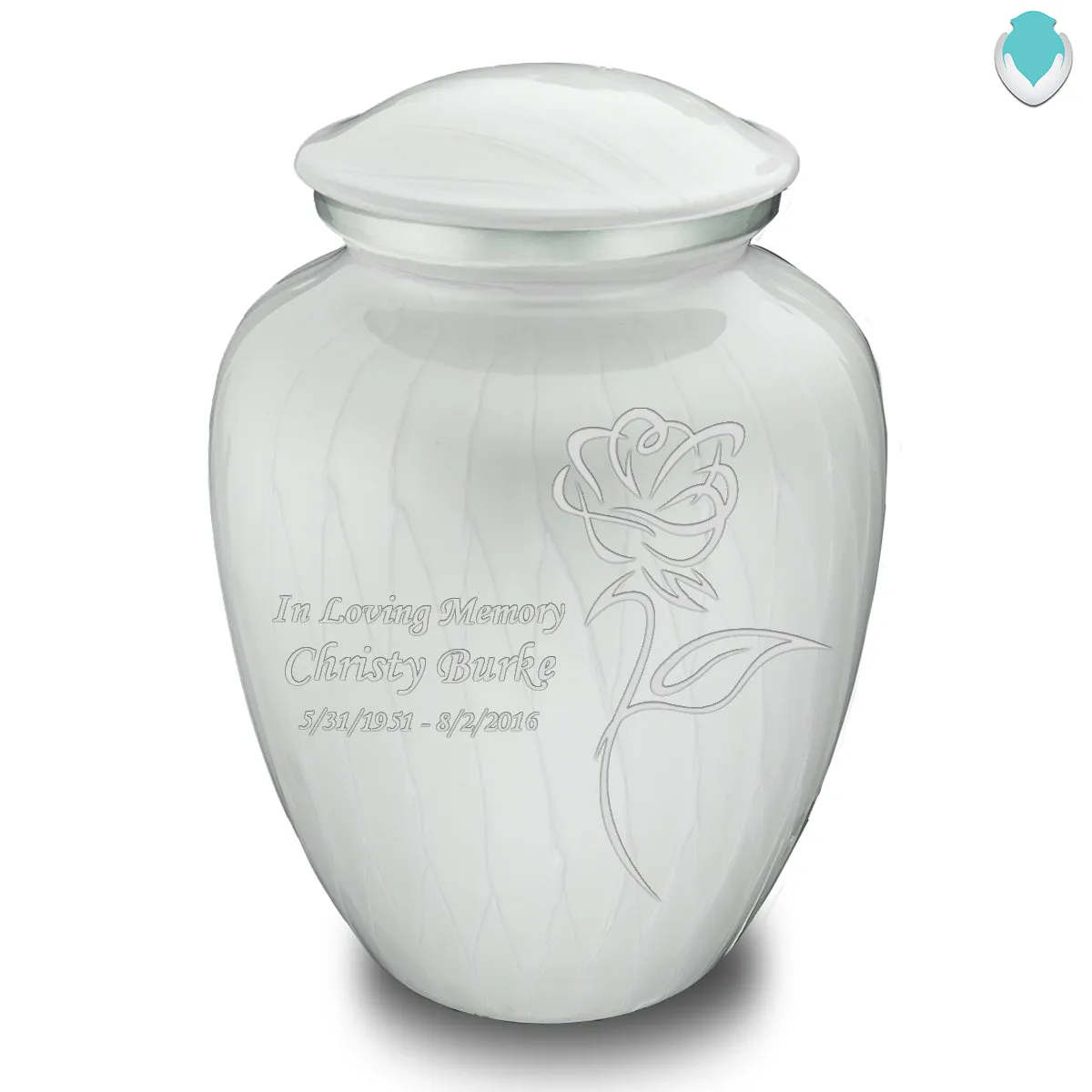 Adult Embrace Pearl White Rose Cremation Urn