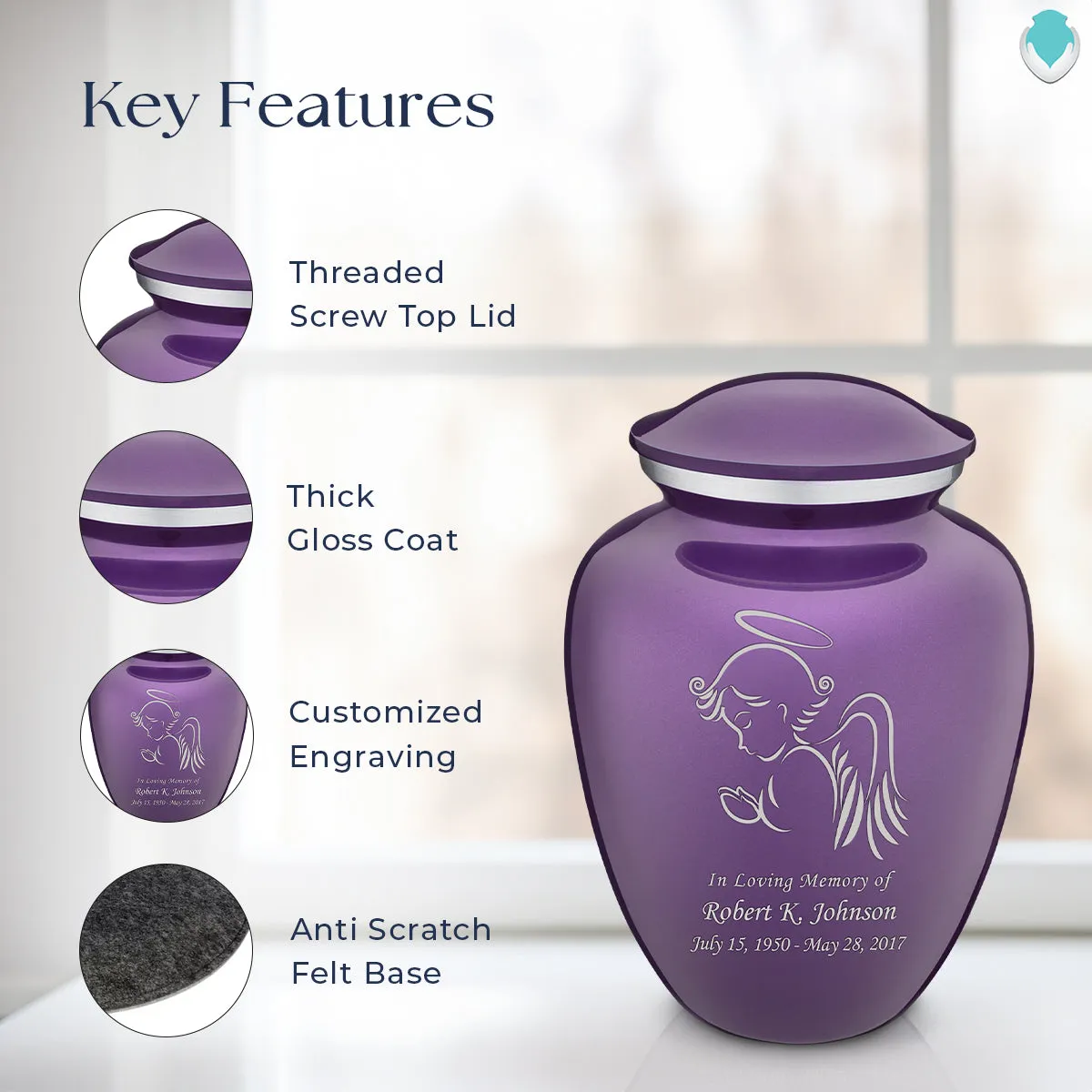 Adult Embrace Purple Angel Cremation Urn