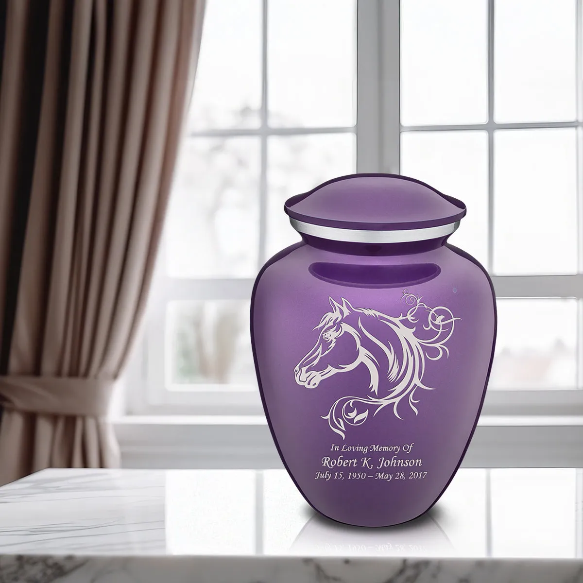 Adult Embrace Purple Horse Cremation Urn